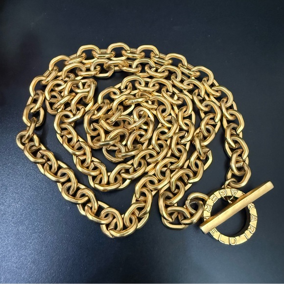 Vintage KARL LAGERFELD Gold-tone Chunky Chain Toggle Necklace 36” Long 144g. - Picture 14 of 15